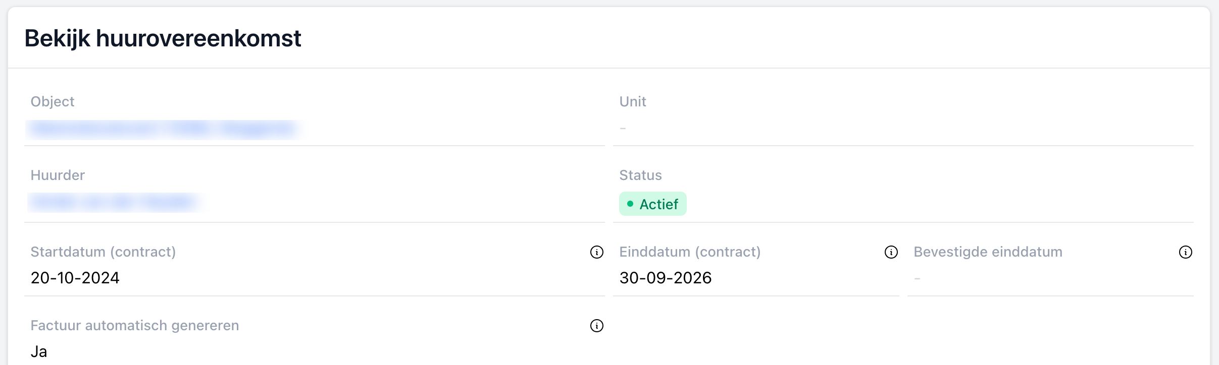 Beheren van huur overeenkomsten en facturen