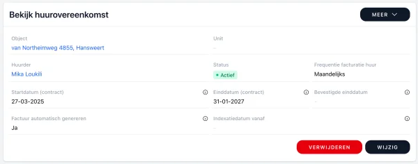 Beheren van huur overeenkomsten en facturen