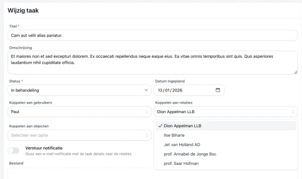 Taken of schades koppelen aan derden